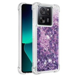 Силиконов гръб с течност с брокат за Xiaomi 13T/13T Pro - лилав