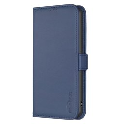 Кожен калъф тип портмоне с магнитно закопчаване марка BINFEN COLOR за Honor X6a - тъмно син