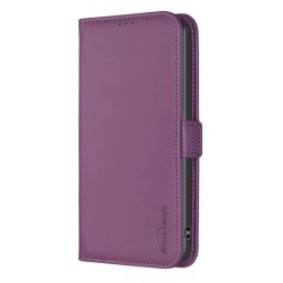 Кожен калъф тип портмоне с магнитно закопчаване марка BINFEN COLOR за Honor X6a - лилав