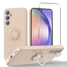 Силиконов гръб със стойка тип пръстен за Samsung Galaxy A54 5G - розов