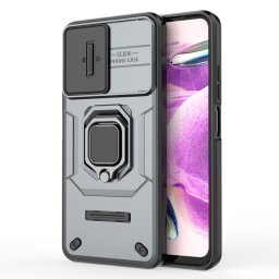Хибриден гръб със стойка и слайдер за камера за Xiaomi Redmi Note 12S - сив