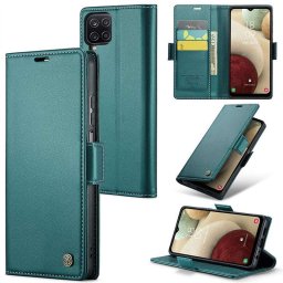 Кожен калъф страничен flip марка CASEME за Samsung Galaxy A12 – тюркоазен