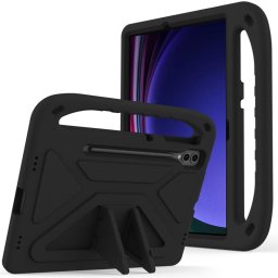Силиконов гръб със стойка и дръжка за Samsung Galaxy Tab S9+ - черен