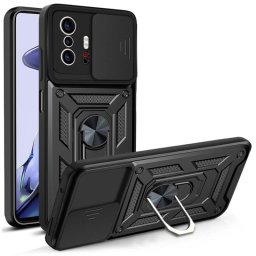 Хибриден гръб със стойка и слайдер за камера за Xiaomi 11T 5G/11T Pro - черен