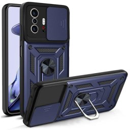 Хибриден гръб със стойка и слайдер за камера за Xiaomi 11T 5G/11T Pro - тъмно син