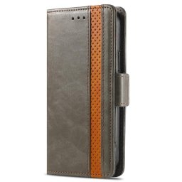 Кожен калъф тип портмоне за Xiaomi 11T 5G/11T - сив с лента