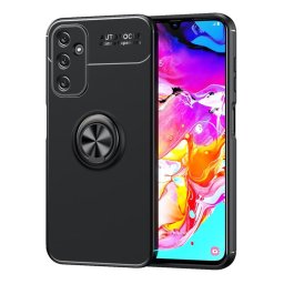 Силиконов гръб със стойка тип пръстен за Samsung Galaxy A25 5G - черен