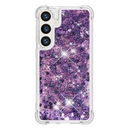 Силиконов гръб с течност с брокат за Samsung Galaxy S24 - лилав