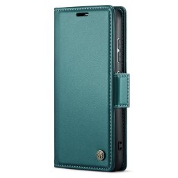 Кожен калъф страничен flip марка CASEME за Samsung Galaxy S24 – тюркоазен
