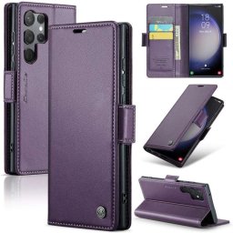 Кожен калъф страничен flip марка CASEME за Samsung Galaxy S24 Ultra – лилав