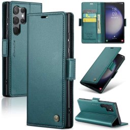 Кожен калъф страничен flip марка CASEME за Samsung Galaxy S24 Ultra – тюркоазен