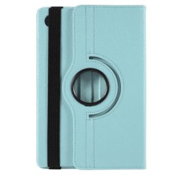 Кожен калъф за Samsung Galaxy Tab A9+/A11+ с въртяща поставка - светло син