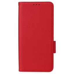 Кожен калъф тип портмоне с магнитна закопчалка за Honor X8b - червен