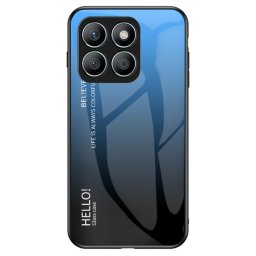 Силиконов кейс със стъклен гръб за Honor X8b - син градиент