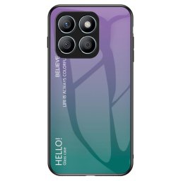 Силиконов кейс със стъклен гръб за Honor X8b - лилав градиент