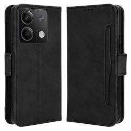 Кожен калъф тип портмоне с магнитна закопчалка за Xiaomi Redmi Note 13 5G - черен