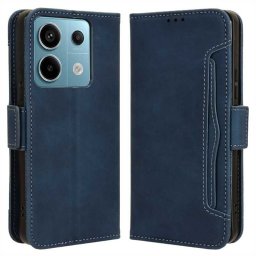 Кожен калъф тип портмоне с магнитна закопчалка за Xiaomi Redmi Note 13 Pro 5G - тъмно син