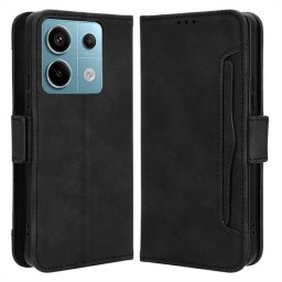 Кожен калъф тип портмоне с магнитна закопчалка за Xiaomi Redmi Note 13 Pro 5G - черен