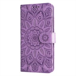 Кожен калъф тип портмоне с цвете за Xiaomi Redmi Note 13 Pro 5G - лилав