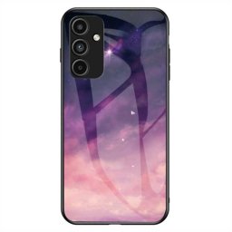 Силиконов кейс със стъклен гръб за Samsung Galaxy A15 4G/5G - лилави облаци