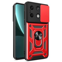 Хибриден гръб със стойка и слайдър за камера за Xiaomi Redmi Note 13 5G - червен