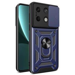 Хибриден гръб със стойка и слайдър за камера за Xiaomi Redmi Note 13 5G - тъмно син
