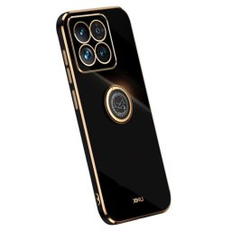 Силиконов гръб със стойка тип пръстен марка XINLI за Xiaomi 14 5G - черен