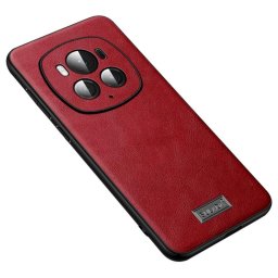 Силиконов гръб с покритие от кожа марка SULADA за Honor Magic6 Pro 5G - червен