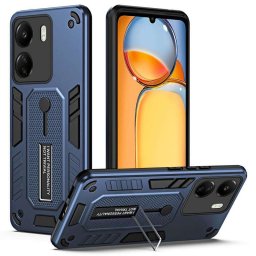 Хибриден гръб със стойка и силиконов пръстен за Xiaomi Redmi 13C - тъмно син