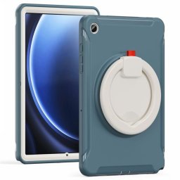 Силиконов гръб с кръгла стойка за Samsung Galaxy Tab A9+ - стоманено син