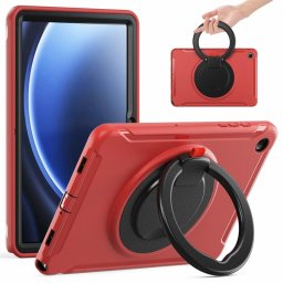 Силиконов гръб с кръгла стойка за Samsung Galaxy Tab A9+ - червен