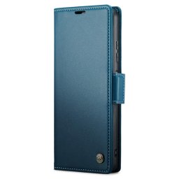 Кожен калъф страничен flip марка CASEME за Samsung Galaxy A05s – син
