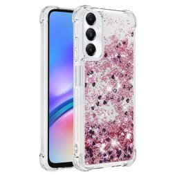 Силиконов гръб с течност с брокат за Samsung Galaxy A05s - розов