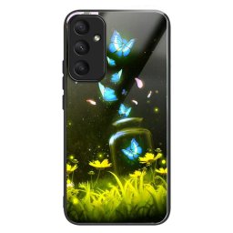 Силиконов кейс със стъклен гръб за Samsung Galaxy A05s - сини пеперуди