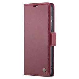 Кожен калъф страничен flip марка CASEME за Samsung Galaxy A55 5G – винено червен