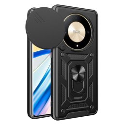 Хибриден гръб със стойка и слайдер за камера за Honor Magic6 Lite 5G - черен