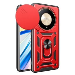 Хибриден гръб със стойка и слайдер за камера за Honor Magic6 Lite 5G - червен