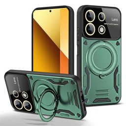 Силиконов гръб със стойка тип пръстен за Xiaomi Redmi Note 13 5G - зелен