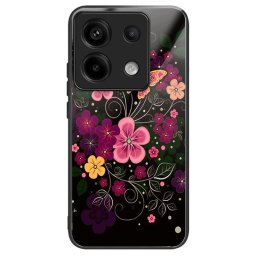 Силиконов кейс със стъклен гръб за Xiaomi Redmi Note 13 Pro 5G - шарени цветя