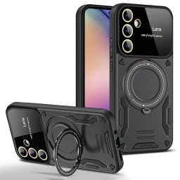 Силиконов гръб със стойка тип пръстен за Samsung Galaxy A55 5G - черен