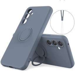 Силиконов гръб със стойка тип пръстен за Samsung Galaxy A55 5G - син