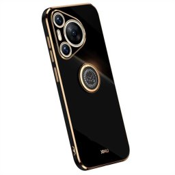 Силиконов гръб със стойка тип пръстен марка XINLI за Huawei Pura 70 - черен