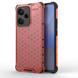 Хибриден гръб с ромбоидна шарка за Xiaomi Redmi Note 13 Pro+ 5G - червен