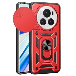 Хибриден гръб със стойка и слайдер за камера за Honor Magic6 Pro 5G - червен