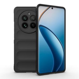 Подсилен силиконов гръб на ленти за Realme 12 Pro/12 Pro+ - черен