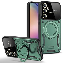 Силиконов гръб със стойка тип пръстен за Samsung Galaxy A25 5G - зелен