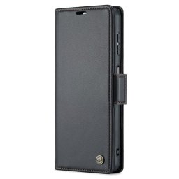 Кожен калъф страничен flip марка CASEME за Samsung Galaxy A25 5G – черен
