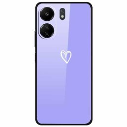 Силиконов кейс със стъклен гръб за Xiaomi Redmi 13C - лилав със сърце