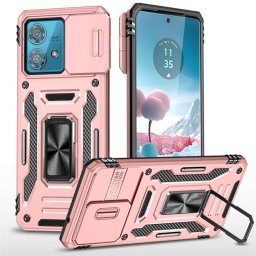 Хибриден гръб със стойка и слайдер за камера за Motorola Edge 40 Neo 5G - розов