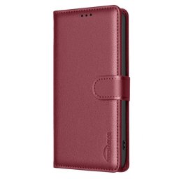 Кожен калъф тип портмоне марка BINFEN COLOR за Honor Magic6 Lite 5G - винено червен